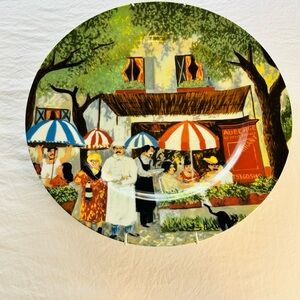 Colorful Decorative Plate with Street Scene